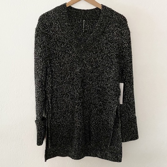 NWT Shasta V-neck Sweater Hi Low Black Marl SZ Large - Picture 4 of 10